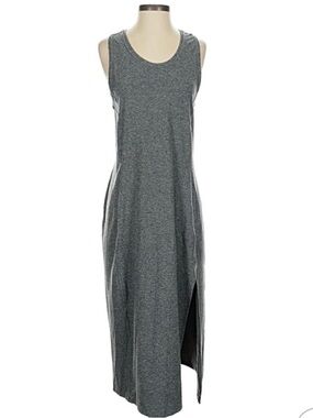 Fabletics Gray Sleeveless Maxi Tank Dress with Side Slit